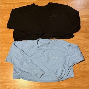 Calvin Klein Black and Light Blue Tops